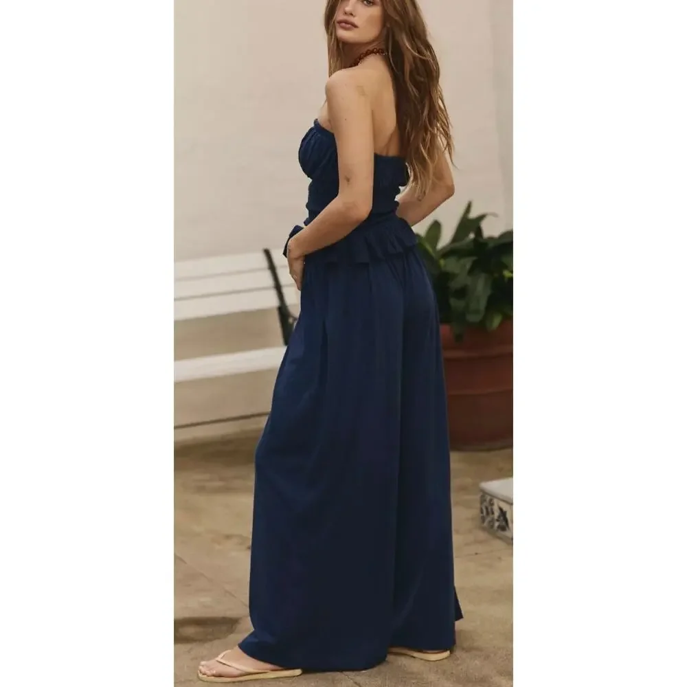 NWT Free People Free-Est Don't Call Me Pant Set Poseidon Navy - Picture 2 of 3